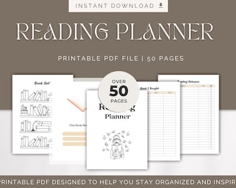 Afdrukbare leesplanner: boektracker, dagboek en TBR-lijst (pdf-download, A4/Letter/A5-formaten)
