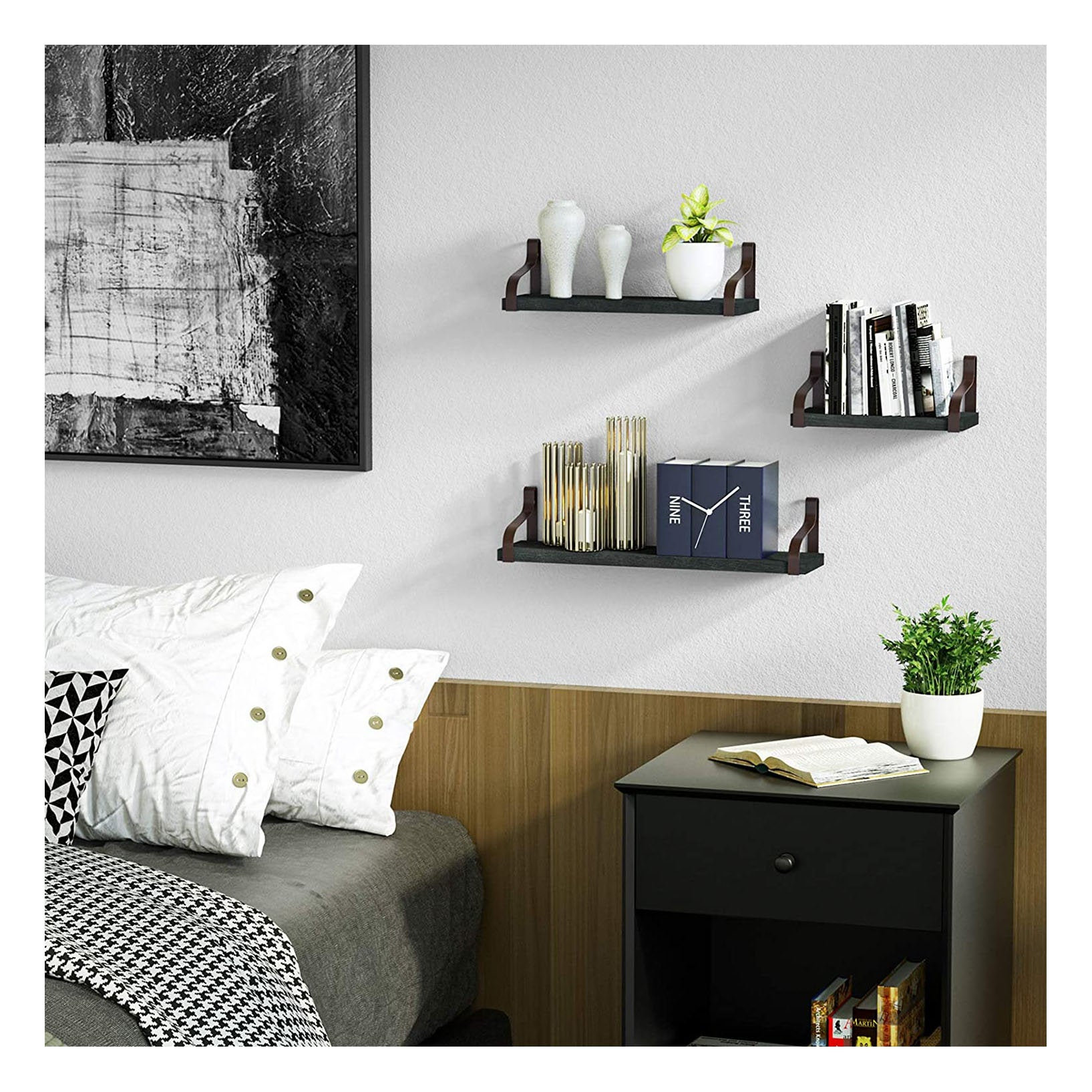 Set of 3 Wall Hanging Floating Shelves Shelf Mounted Rustic Etsy