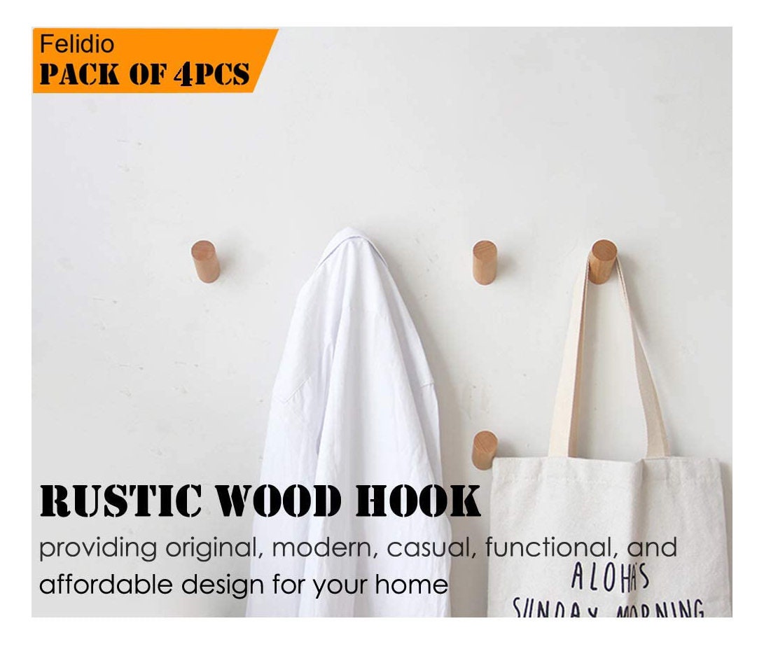 2 ganchos de pared de madera de haya pared colgando estantes | Etsy