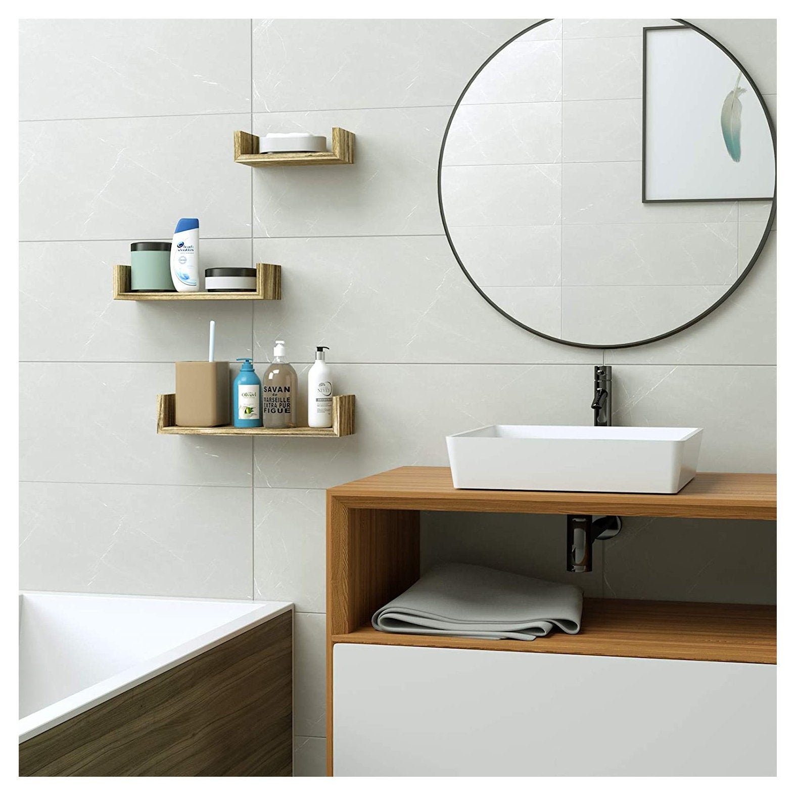 Set of 3 Floating Shelves Wall Hanging Wood Shelving Shelf Etsy