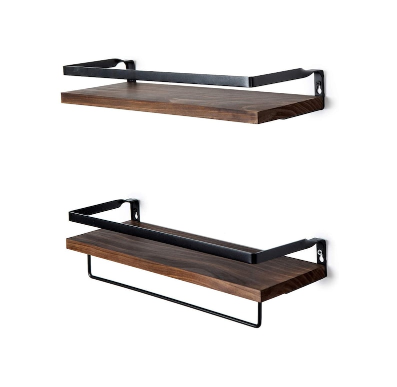 Set of 2 Rustic Wood Wall Hanging Floating Shelves Shelving Etsy