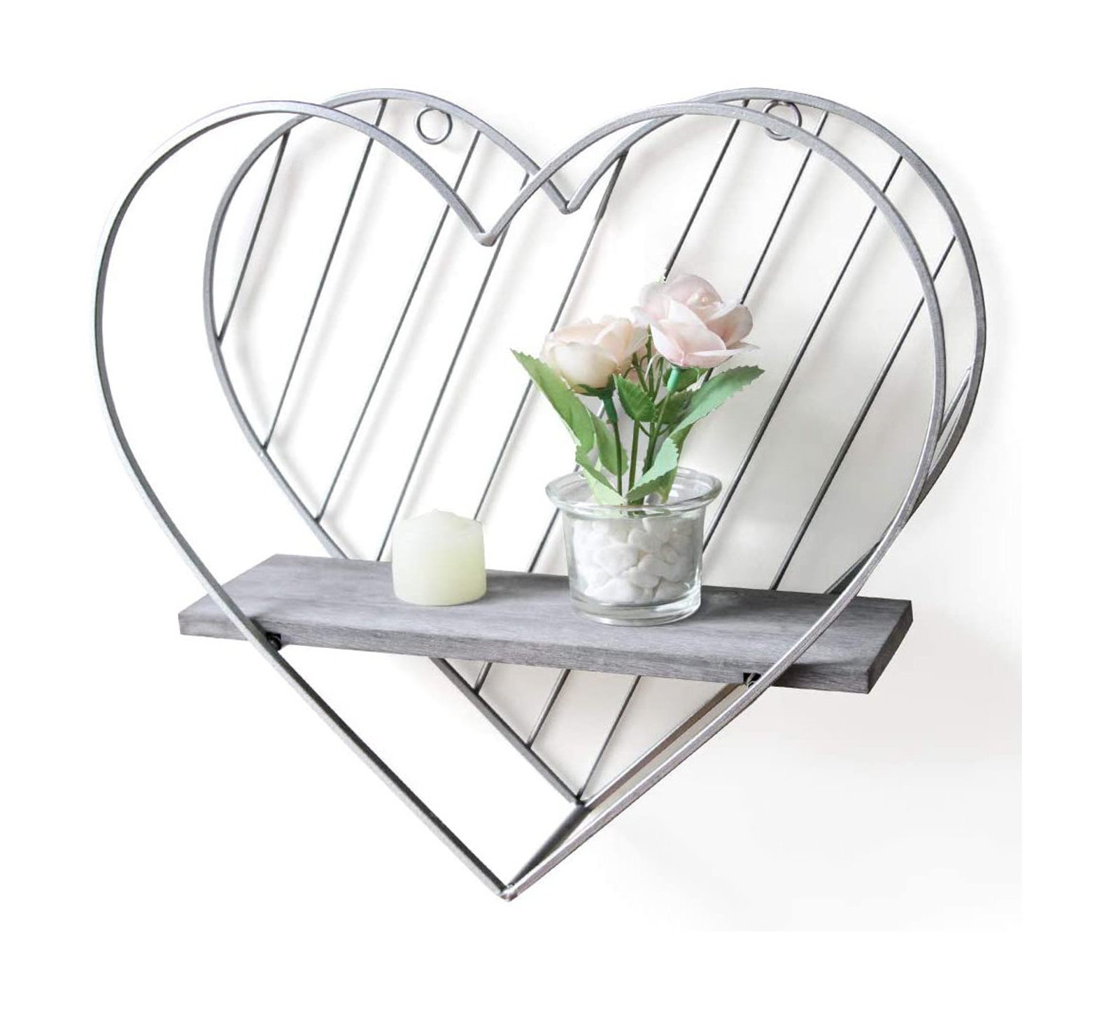 Wall Hanging Metal Heart Shelf Shelves Shelving Mounted Metal Etsy