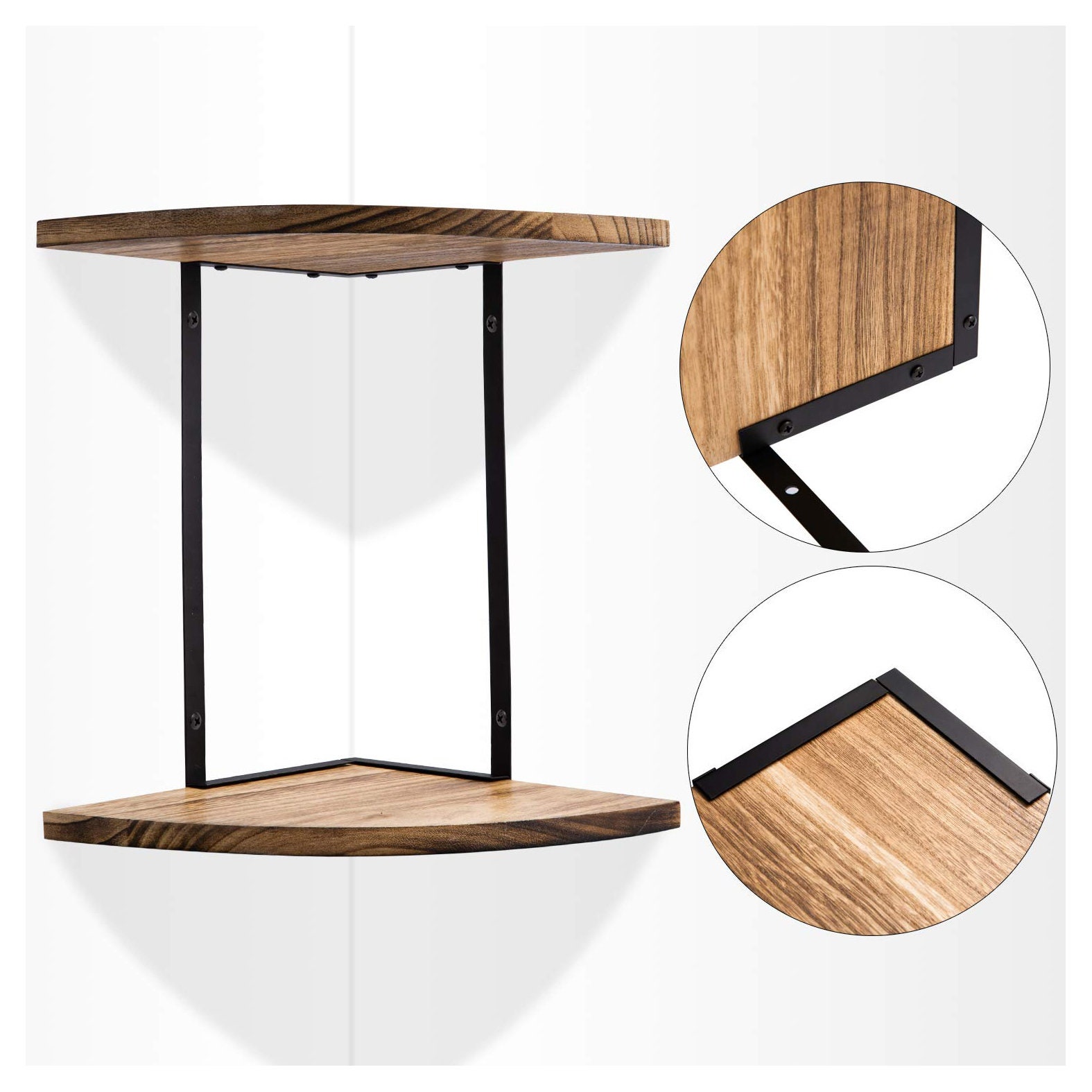 2 Tier Corner Wall Hanging Wood Shelves Shelving Shelf Rustic Etsy