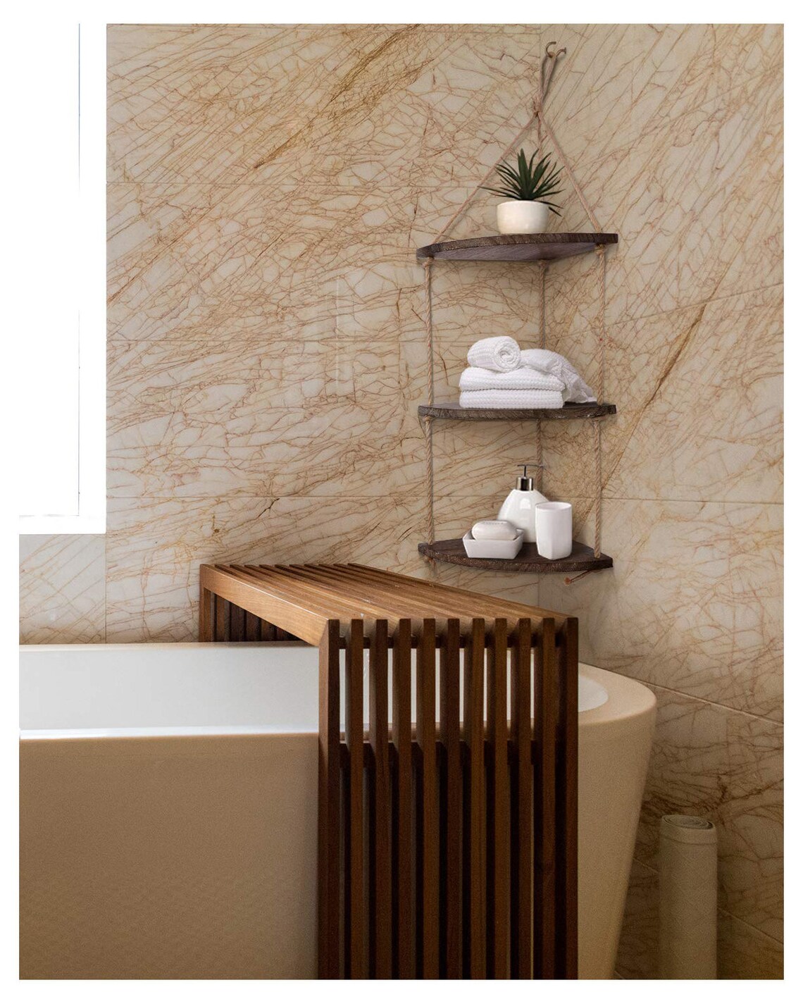 3 Tier Corner Wall Hanging Wood Shelves Shelving Shelf Rustic Etsy