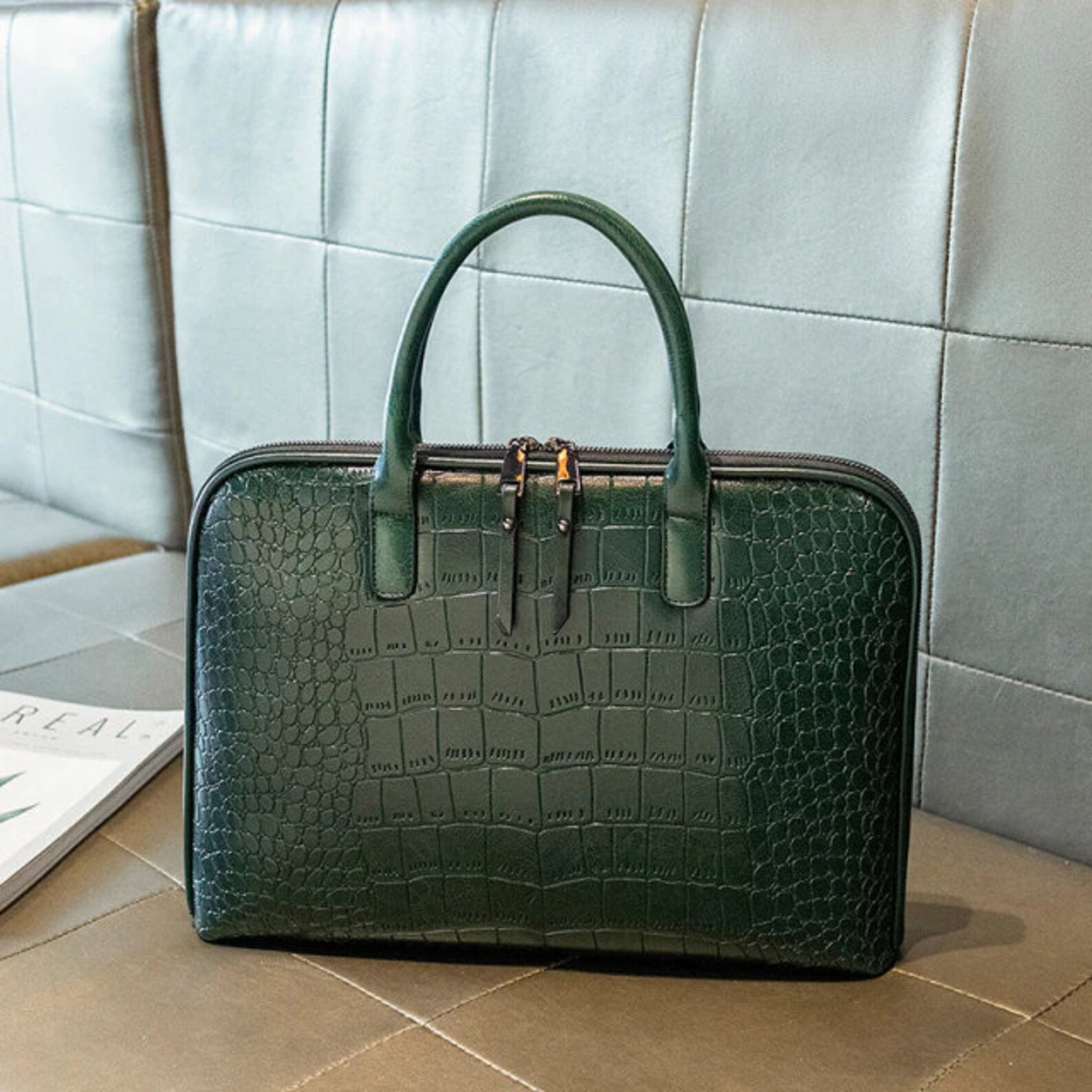 Luxury Women Briefcase Genuine Leather Handbag Office Bag Etsy UK