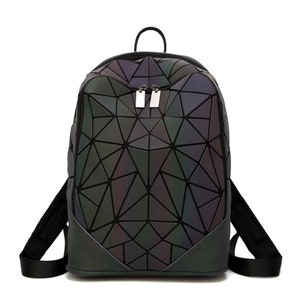 Luminous Women Backpack Geometric Holographic Bag Reflective Rucksack Day Pack School Backpack Women backpack