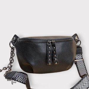 Genuine Leather Women Cross Body Bag| Bum Bag| Black Waist Bag| Fanny Pack| Phone Pack| Shoulder bag