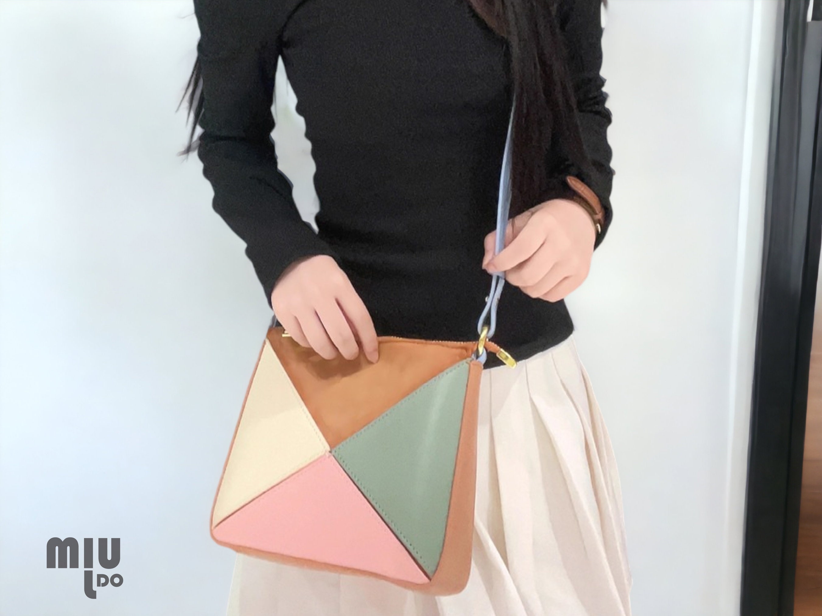 Women's Faux Suede Triangle Mini Bag