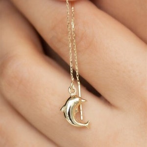 Dangle Dolphin Gold Earrings - 14K Gold - Dangle Earrings - Dainty Dolphin Earrings - Animal Earrings - Gift For Her - Valentines Day