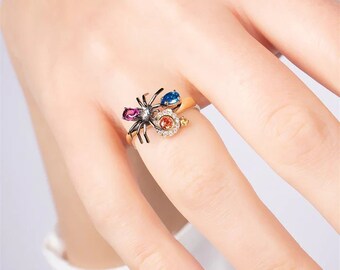 Spinne 14K Gold Ring - Gold Ring - Geschenk für sie - Jeden Tag Schmuck - Merry Chirstmas - Minimalist Ring - Spider Versprechen Ring