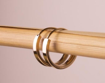 14K Solid Gold Round  1.3 Cm - Perfect Simple Earrings For Her - Greek Design Hoops Earrings for Women