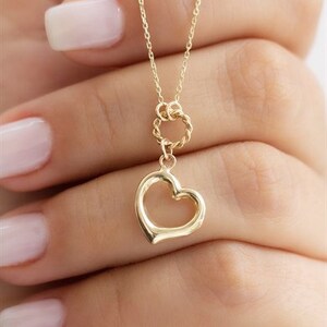 14K Gold Herz Goldkette - Good Luck Geschenke - Goldkette - Zierliche Goldkette - Winzige Herz Halskette - Weihnachtsgeschenke - Geschenk Für Sie