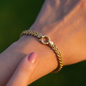 14k Gold Rope Chain Bracelet - Double Twisted Chain Bracelet, Gold Rope Bracelet, Best Gift for Her