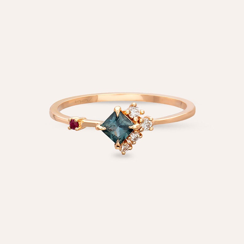 0.38 Ct Multicolor Sapphire And Rose Rose Gold Ring image 3