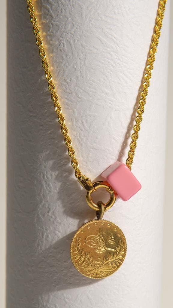 22K Ottoman Gold Coin Necklace Rope Chain and Gold Coin Etsy