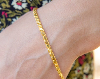 Gold Sequin Chain Bracelet - Gold Chain - 14K Gold Bracelet - Valentines Day - Gift For Her - Birthday Gift - Dainty Chain Gold Bracelet