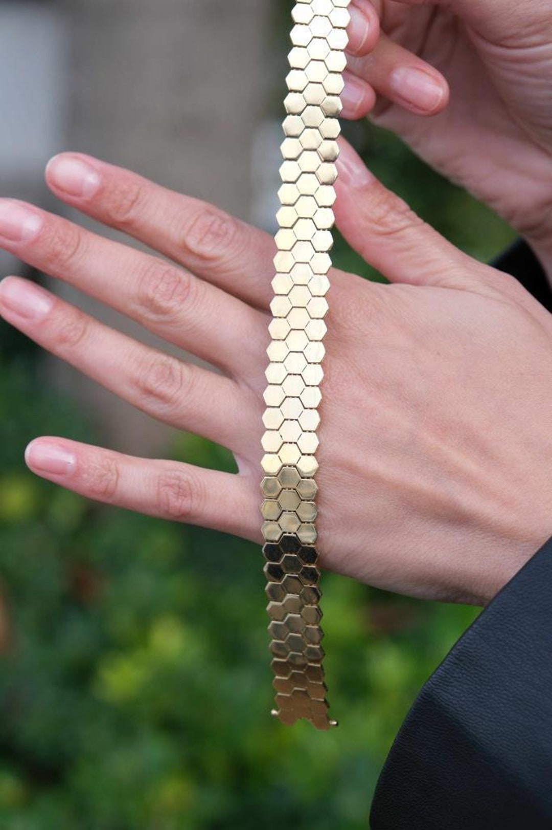 Beige Hexagon Resin Bracelet