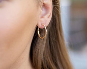 Gold Hoop Earrings - Big Hoops Earrings - Minimalist -  Gift for Her - Huggie Earrings - Valentine gift