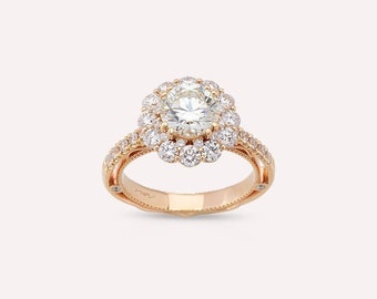 Mila 2.92 Ct Diamond Stone Rose Gold Ring Ring