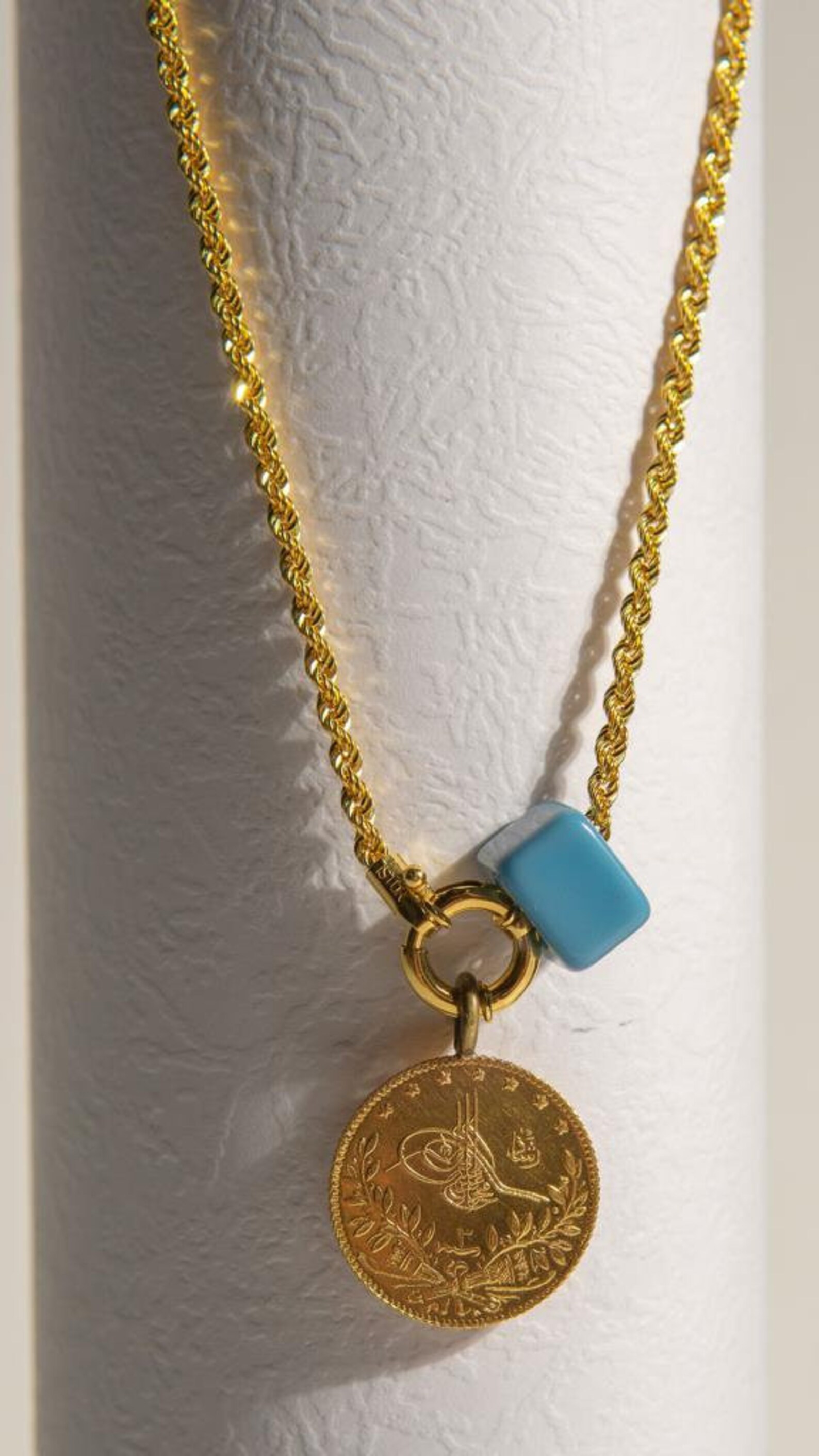 22K Ottoman Gold Coin Necklace Rope Chain and Gold Coin Etsy