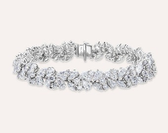 15.39 Ct Marquee And Drop Cut Diamond Stony Bracelet