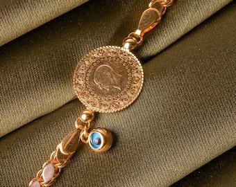 プラクルアン　ゴールドフォックス Gold Coin Bracelet - Turkish Gold Coin Bracelet - Ceyrek