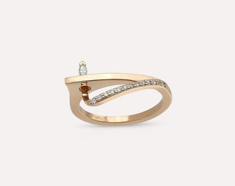 Creativo 0.15 Ct Markiz Cut Diamond Stone Rose Gold Ring Ring