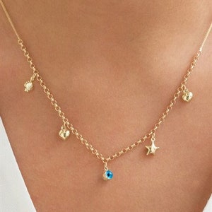 Evil Eye Good Luck Gold Necklace - 14K Gold - Good Luck Gifts - Gold Chain - Dainty Gold Necklace - Tiny Evil Eye Necklace - Christmas Gifts