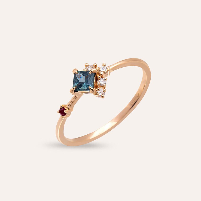 0.38 Ct Multicolor Sapphire And Rose Rose Gold Ring image 2