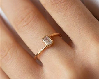Baguette Stein Design Gold Ring - 14K Gold - Gold Ring - Geschenk für sie - Alltags Schmuck - Baguette Ring - Damenring - Ring Baguette Stein