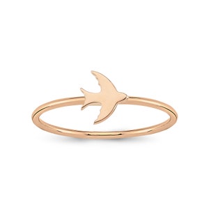 Sparrow Gold Ring 14K Gold Stone Gift For Her Everyday Jewelry Merry Chirstmas Minimalist Ring Promise Ring Gift For Wife image 3