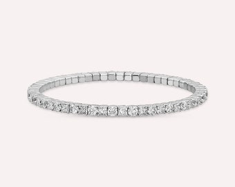 8.68 Ct Princess Cut Diamond Stone White Gold Waterway Bracelet