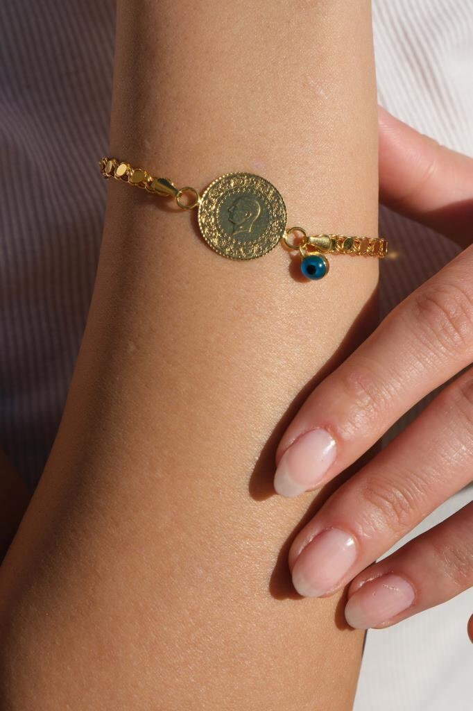 プラクルアン　ゴールドフォックス Gold Coin Bracelet - Turkish Gold Coin Bracelet - Ceyrek