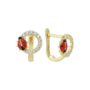 Marienkäfer Kinder Gold Ohrringe - Tier Ohrringe - Gold Kinder Ohrringe - 14K Gold - Minimalistische Ohrringe - Alltags Ohrring - Kinder Gold Ohrringe