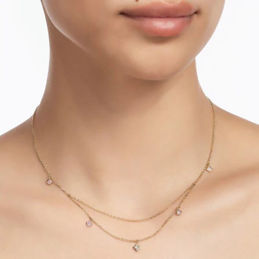 Cube Dangle Gold Necklace 14K Gold Necklace Gold Chain Etsy