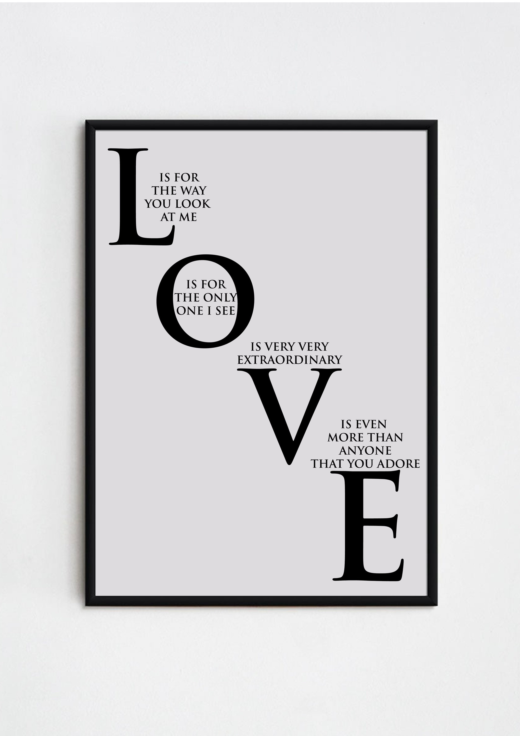 L is for the way you look at me love typography print a4 etsy