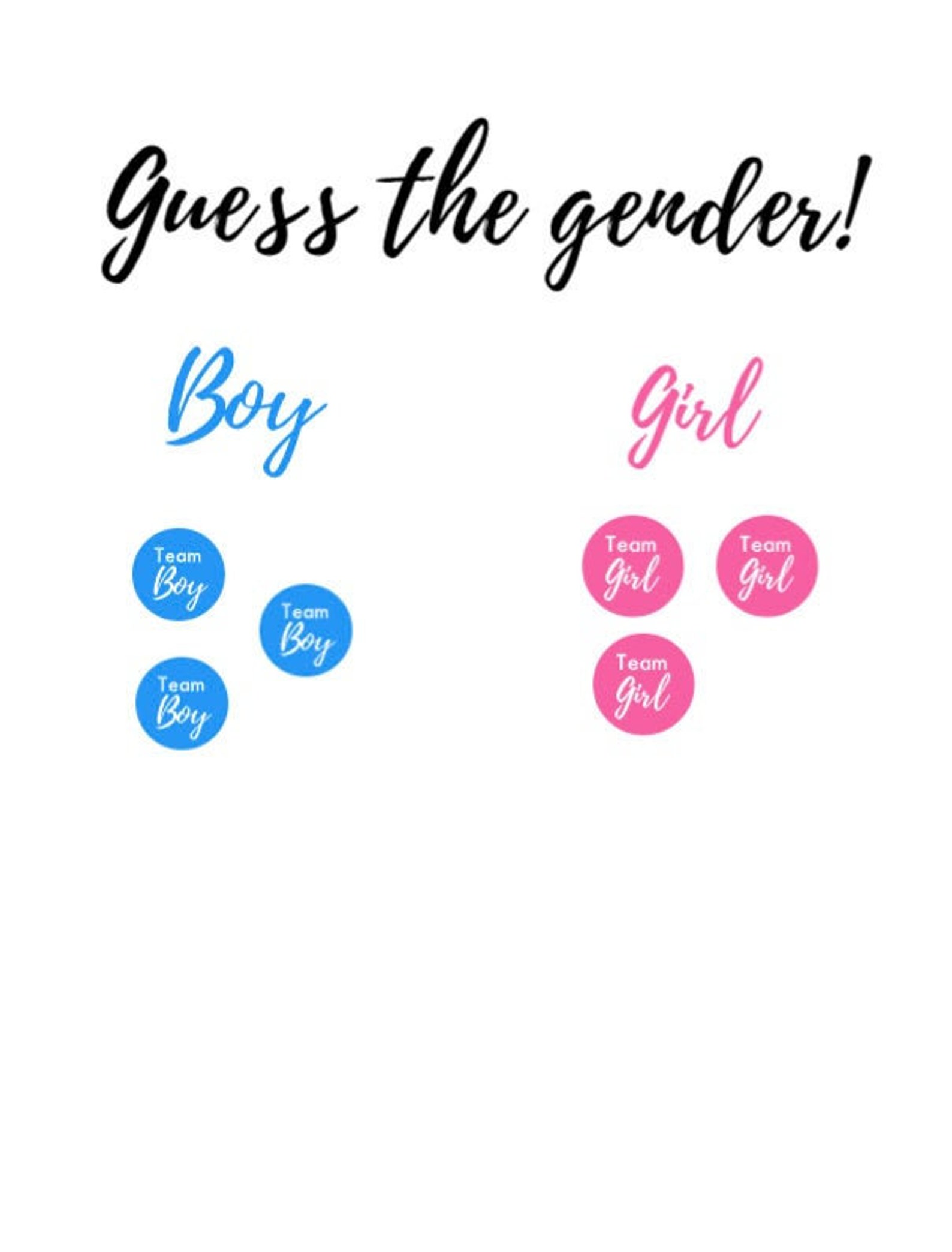 Guess the Gender Gender Reveal Baby Shower Game Label and Etsy