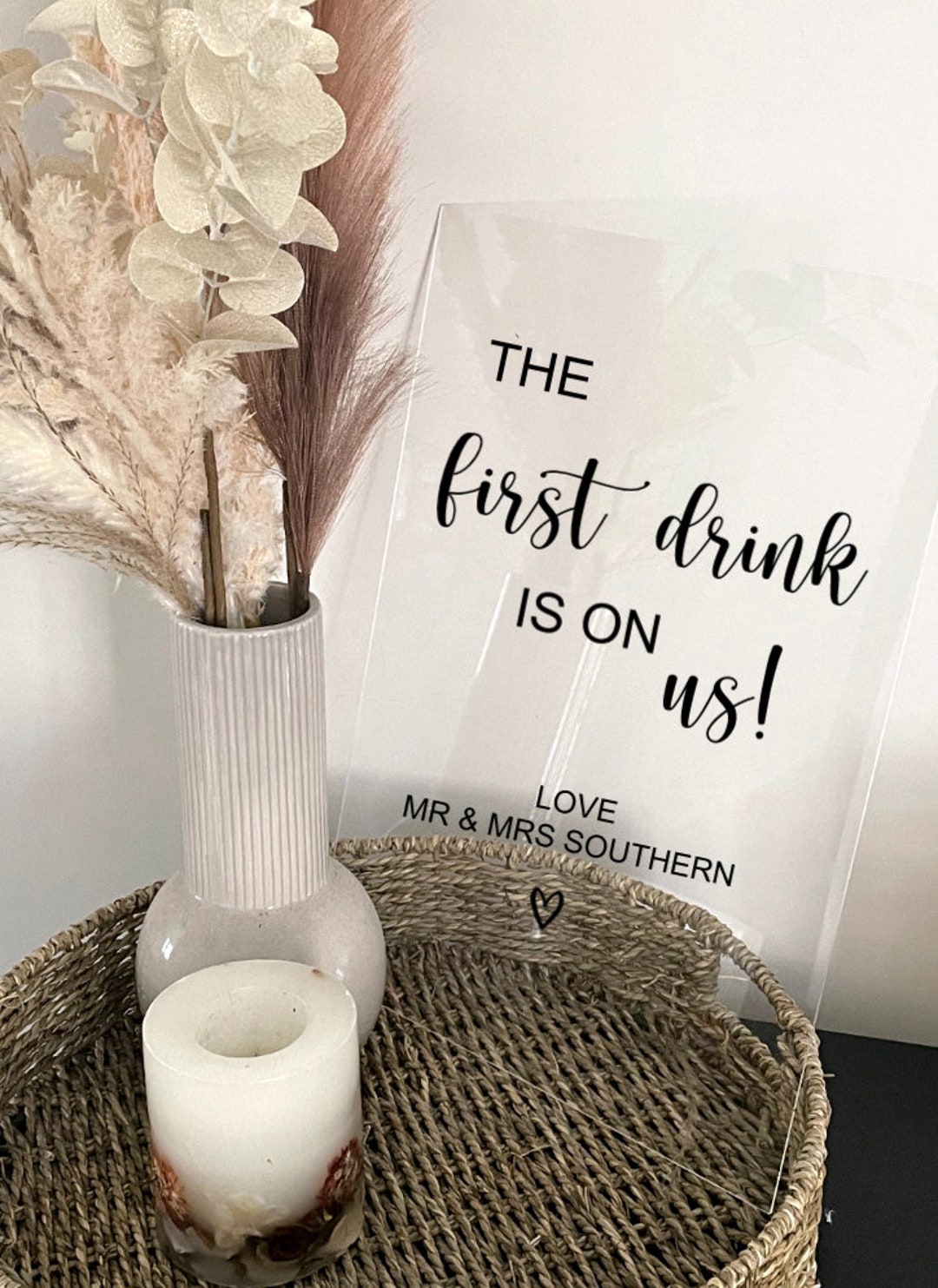 BESPOKE Wedding Sign First Drink on Us Personalised Etsy