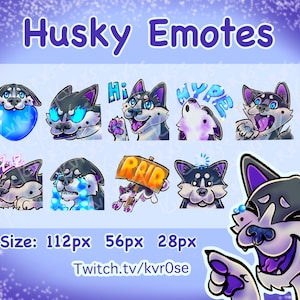 Cute Husky Dog Emotes for Twitch