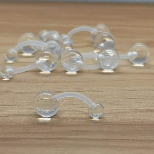 PTFE Belly Piercing 14 Gauge Curved Barbell for Belly Button Piercing Acrylic Beads Navel Jewelry