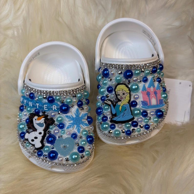 Crocs brillantes hechos a mano y diseñados a medida - Para bebés, niños pequeños y niños mayores. imagen 10