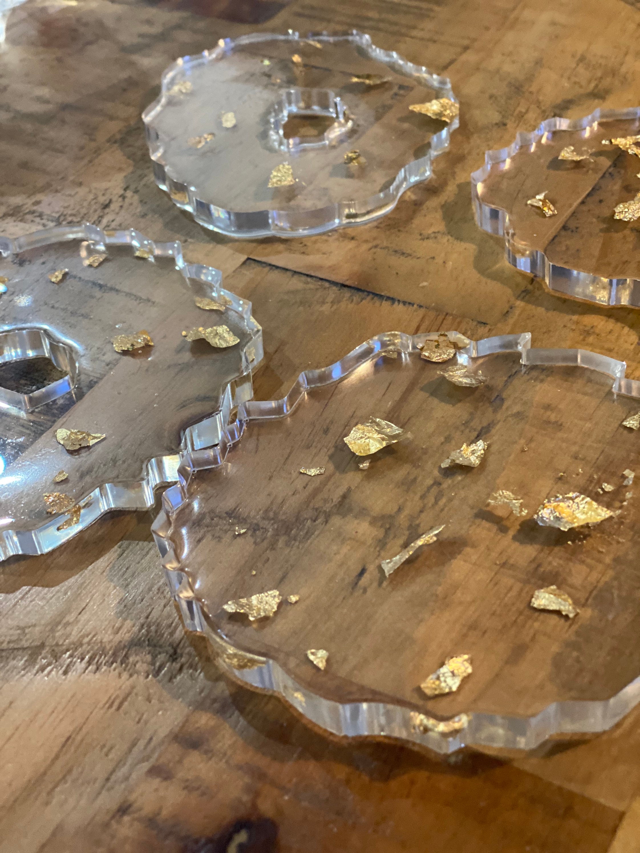 Handmade Gold Leaf Resin Coasters Etsy