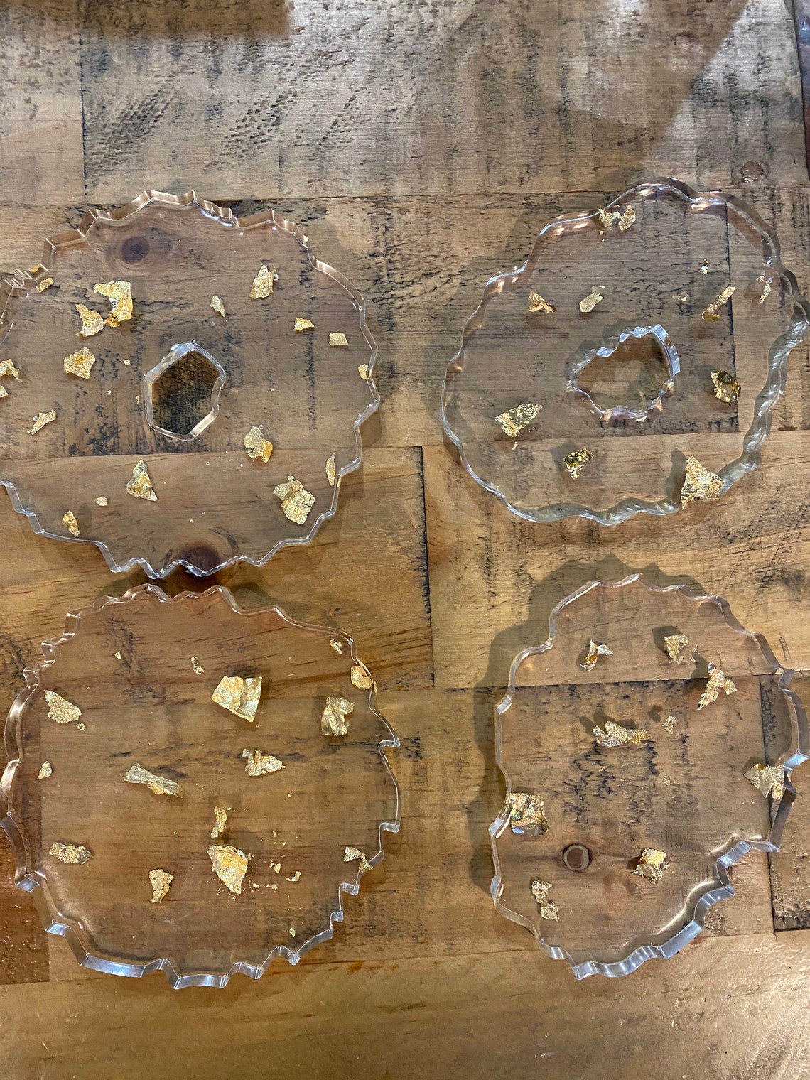 Handmade Gold Leaf Resin Coasters Etsy