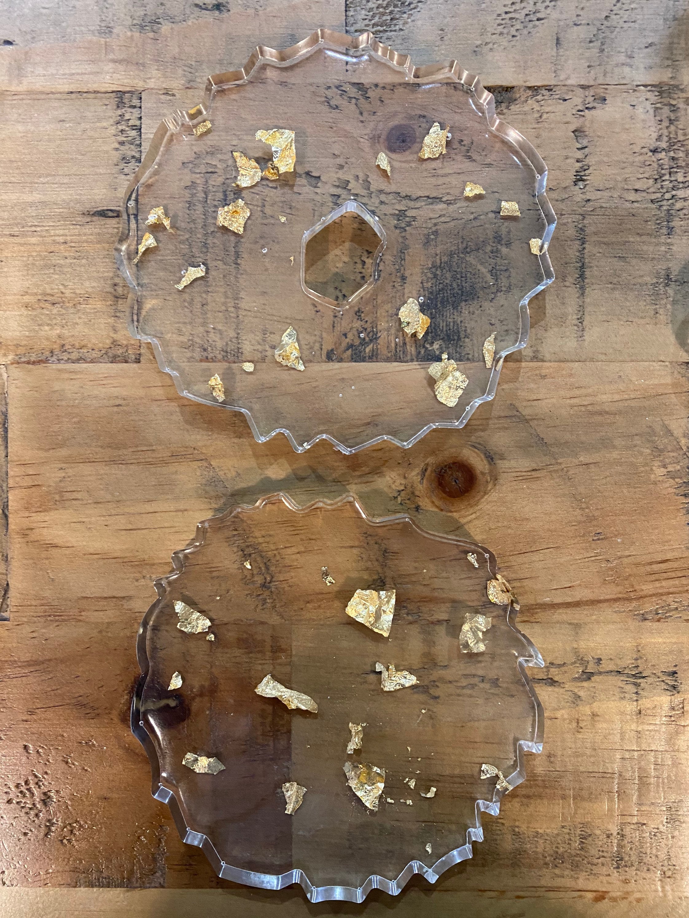 Handmade Gold Leaf Resin Coasters Etsy