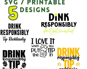 Drink Carefully and Tip Recklessly SVG / DXF - Funny Bar Sign Printable | Digital Wall Art | Bartender Gift | Instant Download| Screen Print