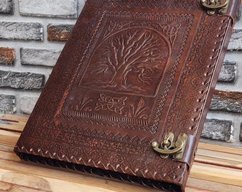 Tree of Life Leather Binder, A4 Ring Binder Organizer