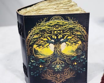 Diario de cuero Árbol de la Vida: Grimorio en relieve, Libro de las Sombras