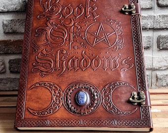 Embossed Leather Book of Shadows, Celtic Grimoire, Witch Spellbook