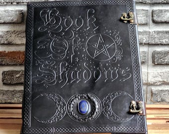 The Book of Shadows Grimoire leather journal Gothic Notebook.