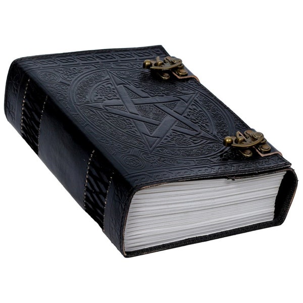 600 pages large Black Pentagram Embossed Leather Journal | Writing Leather notebook | leather grimoire book | Handmade Leather Journal gift